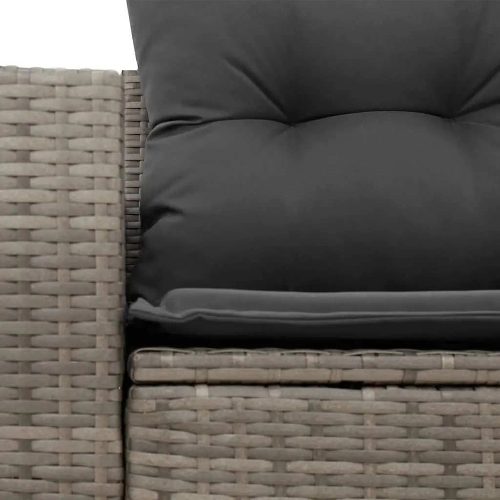 Grey 2-Seater Garden Sofa Poly Rattan Outdoor Furniture with Storage and Cushions