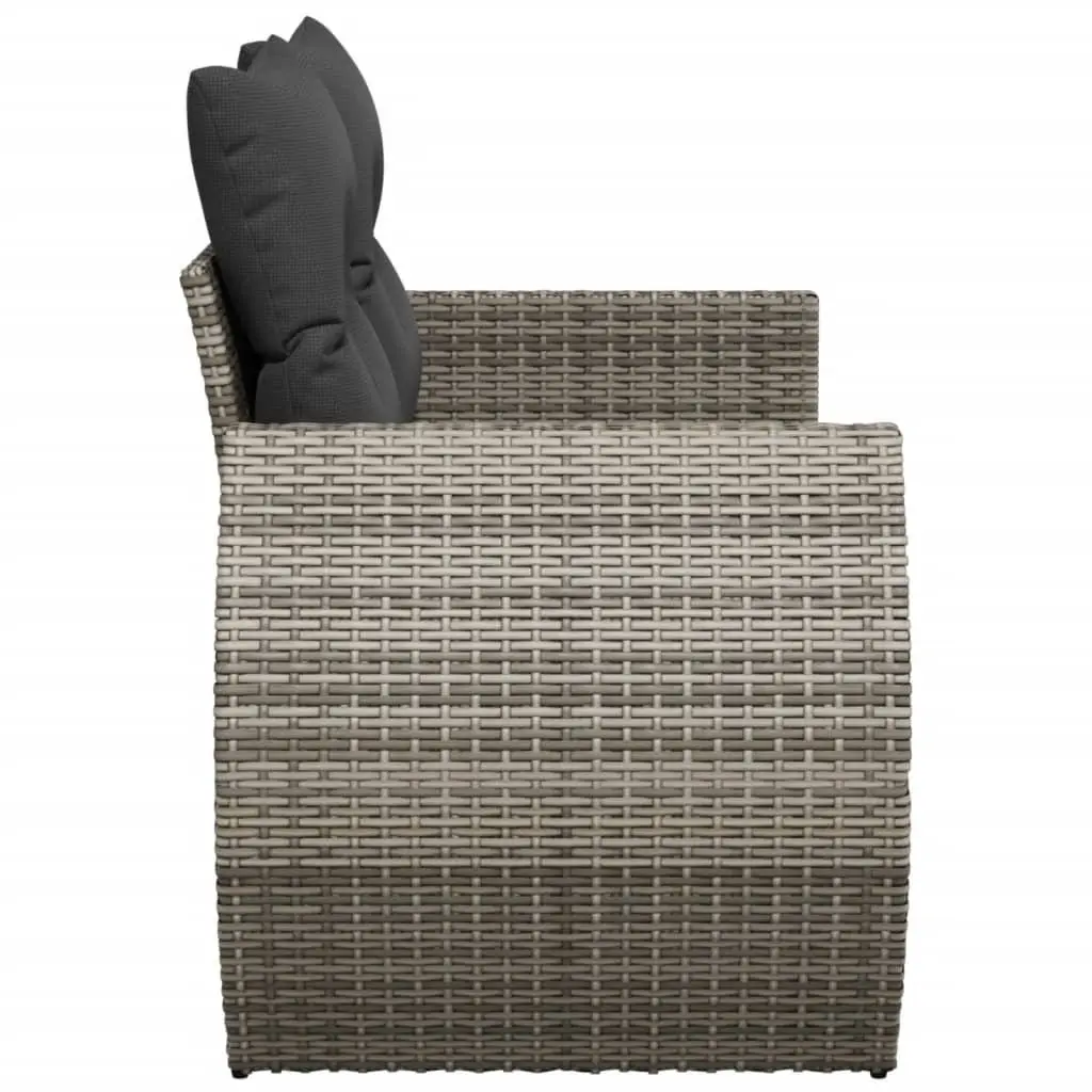 2-Seater Garden Sofa for Outdoor Patio Grey with Cushions and Storage