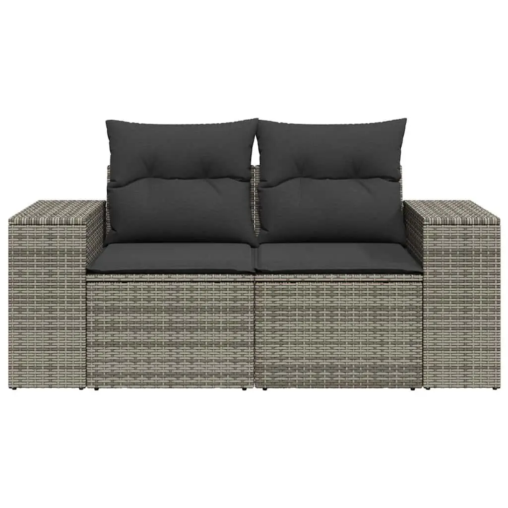 2-Seater Garden Sofa for Outdoor Use with Cushions and Storage Grey