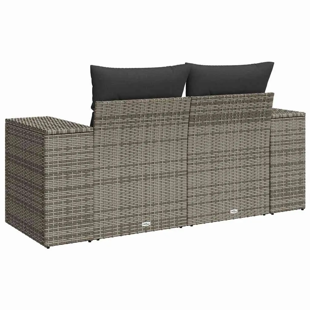 2-Seater Garden Sofa for Outdoor Use with Cushions and Storage Grey