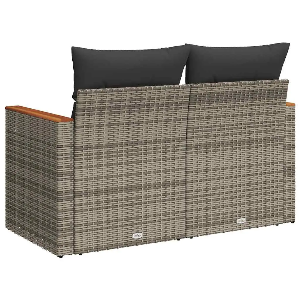2-Seater Outdoor Garden Sofa for Patio Grey Poly Rattan with Storage