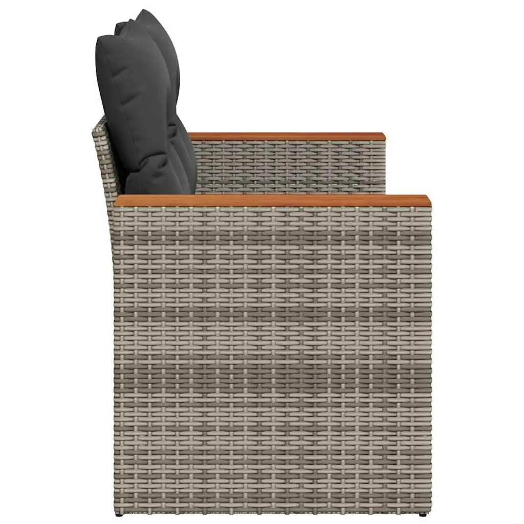 2-Seater Outdoor Garden Sofa for Patio Grey Poly Rattan with Storage