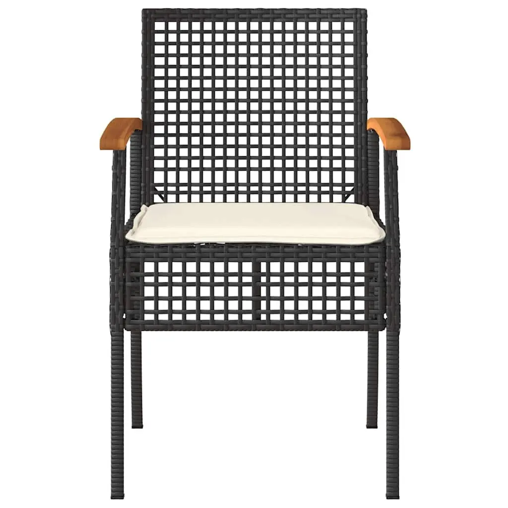 Outdoor Garden Chairs Set 2 Piece Black PE Rattan Steel Frame with Cushions