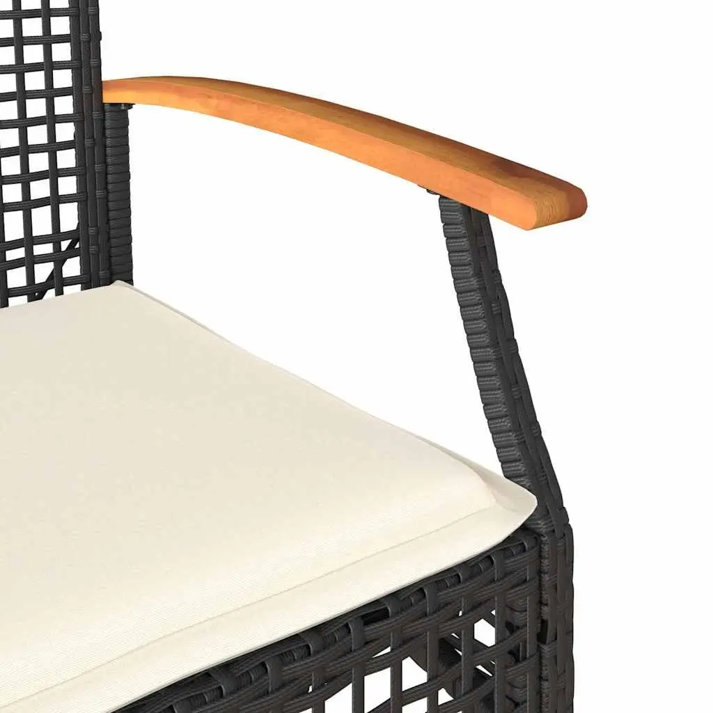 Outdoor Garden Chairs Set 2 Piece Black PE Rattan Steel Frame with Cushions