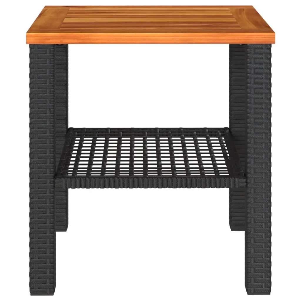 Garden Table Outdoor Furniture Black Poly Rattan Acacia Wood Patio Dining