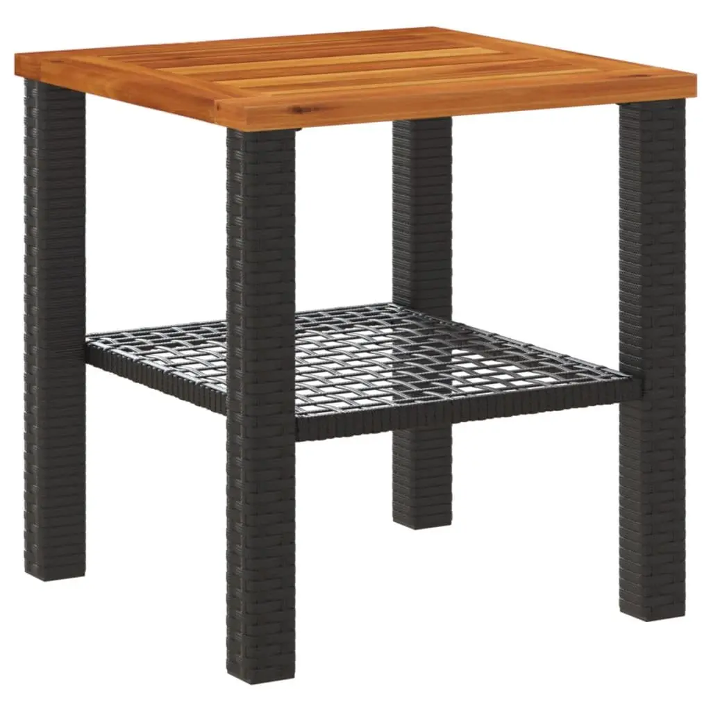 Garden Table Outdoor Furniture Black Poly Rattan Acacia Wood Patio Dining