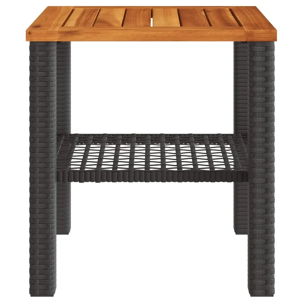 Garden Table Outdoor Furniture Black Poly Rattan Acacia Wood Patio Dining