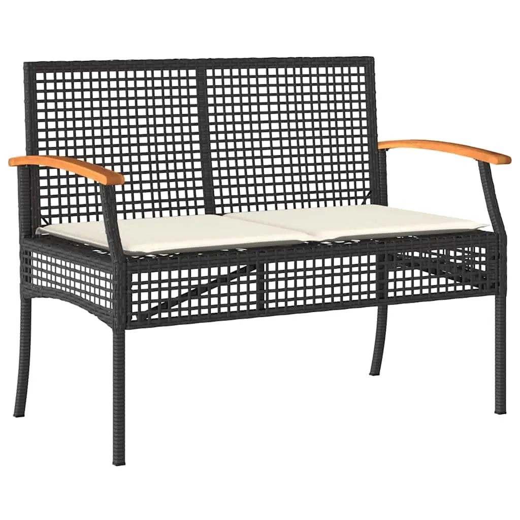 4 Piece Patio Lounge Set for Outdoor Use with Black Poly Rattan Frame and Cushions