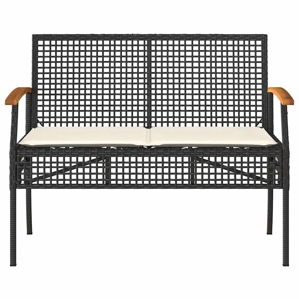 4 Piece Patio Lounge Set for Outdoor Use with Black Poly Rattan Frame and Cushions
