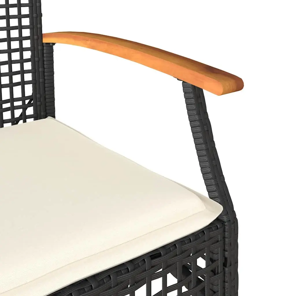 4 Piece Patio Lounge Set for Outdoor Use with Black Poly Rattan Frame and Cushions