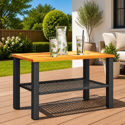 Black Outdoor Garden Table: 70W x 38D x 42H cm