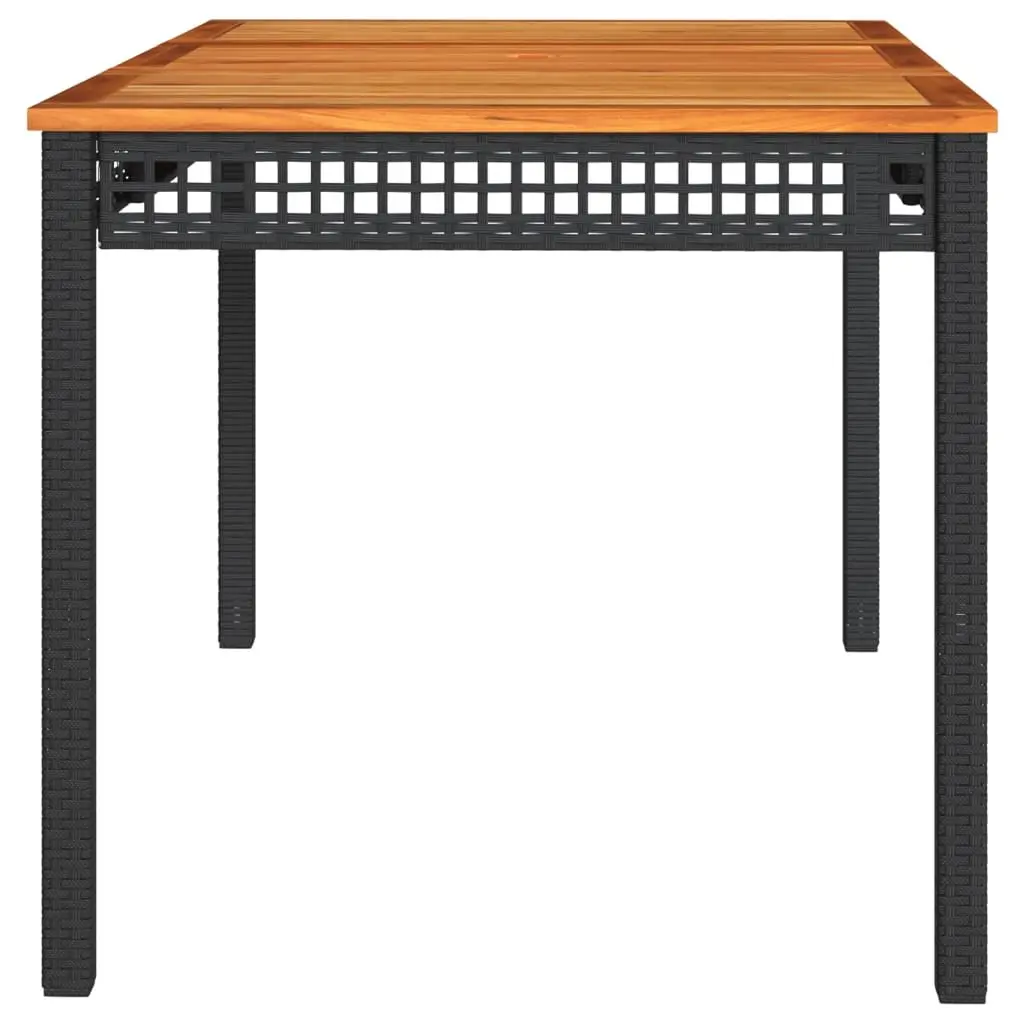 Garden Table Outdoor Use Black 140x80x75cm Poly Rattan Acacia Wood