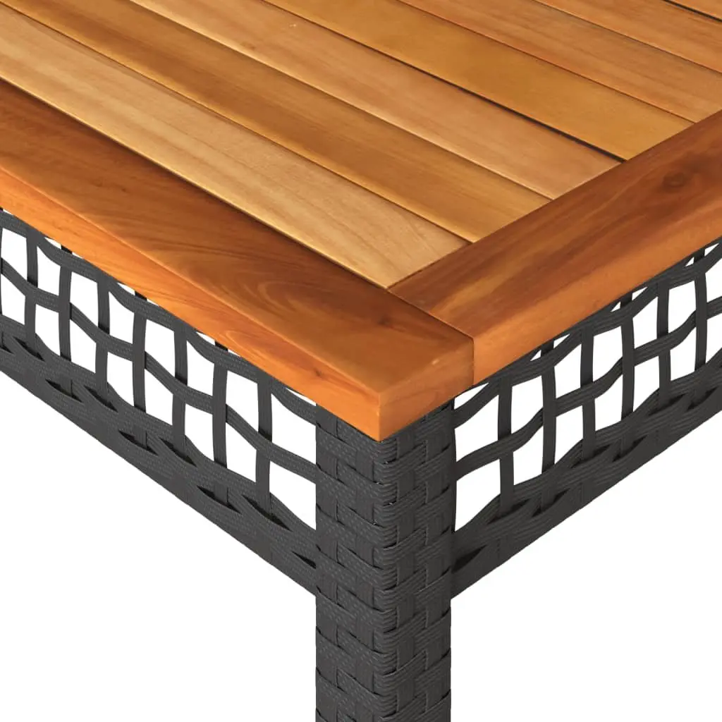 Garden Table Outdoor Use Black 140x80x75cm Poly Rattan Acacia Wood