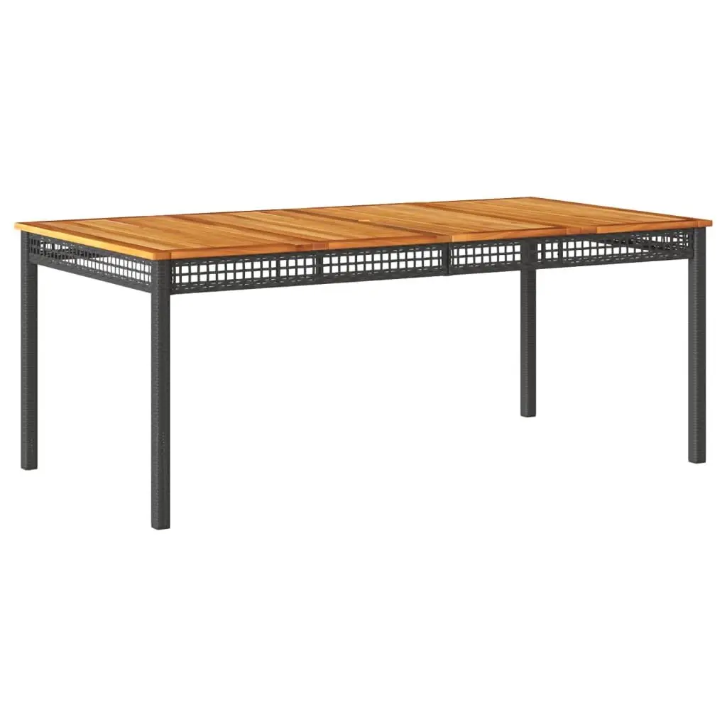 Garden Table Outdoor Furniture Black Poly Rattan Acacia Wood Patio Dining