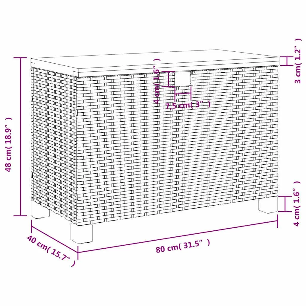 Garden Storage Box Outdoor Patio Bench Seat 80x40x48cm Black PE Rattan Acacia