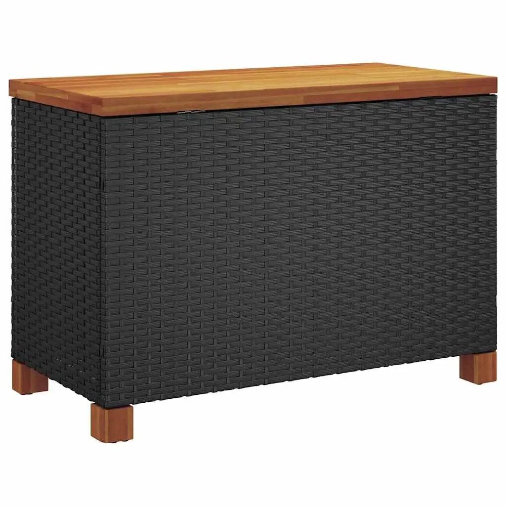 Garden Storage Box Outdoor Patio Bench Seat 80x40x48cm Black PE Rattan Acacia