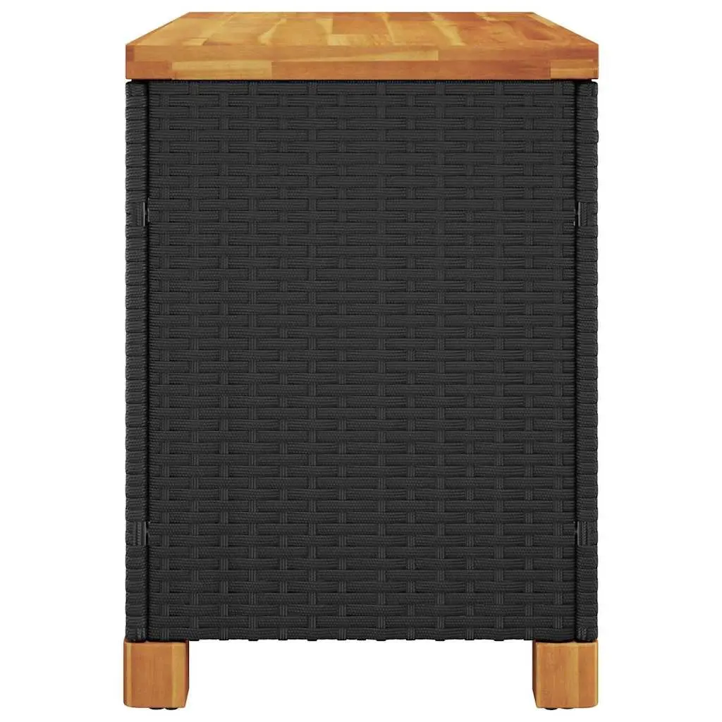 Garden Storage Box Outdoor Patio Bench Seat 80x40x48cm Black PE Rattan Acacia