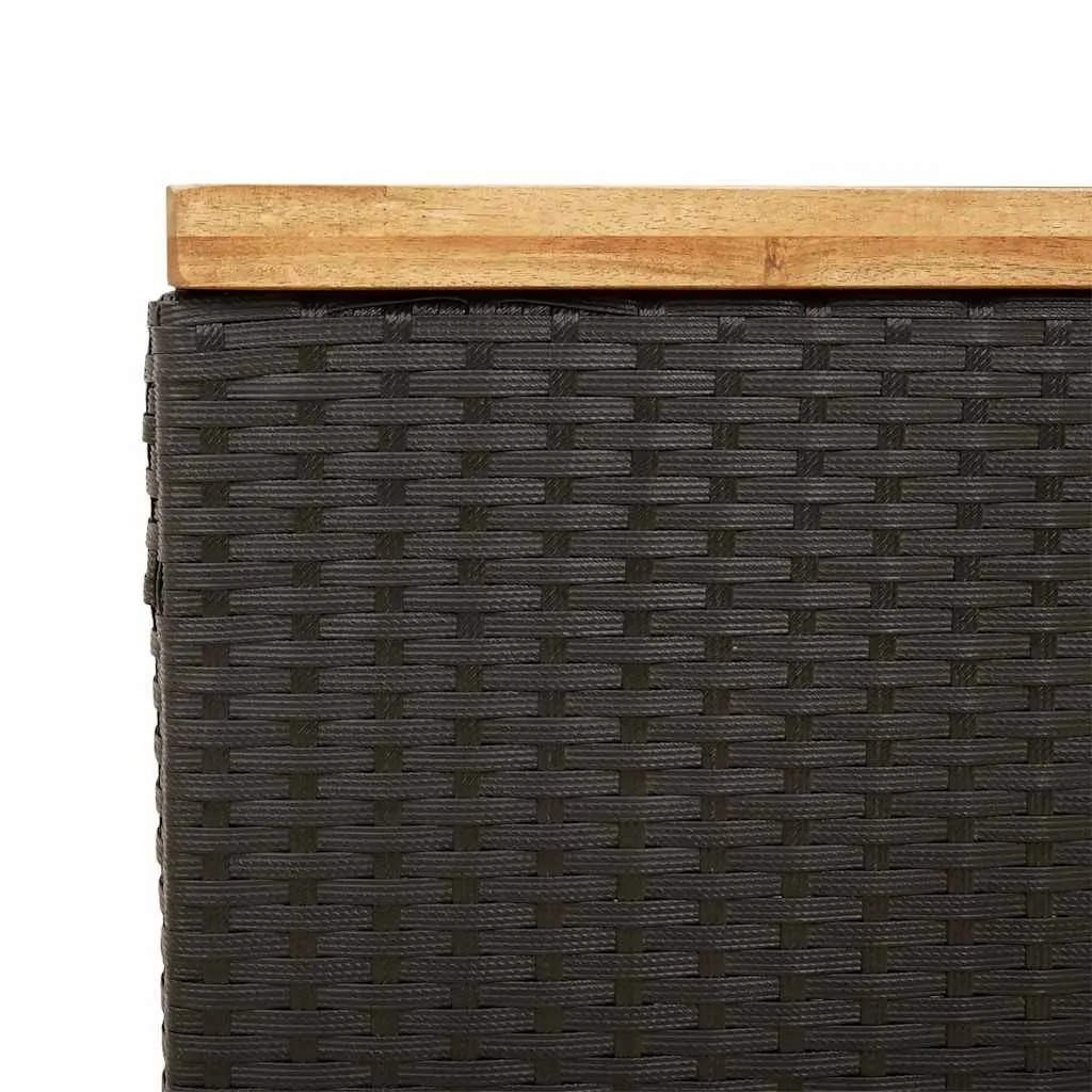 Garden Storage Box Outdoor Patio Bench Seat 80x40x48cm Black PE Rattan Acacia