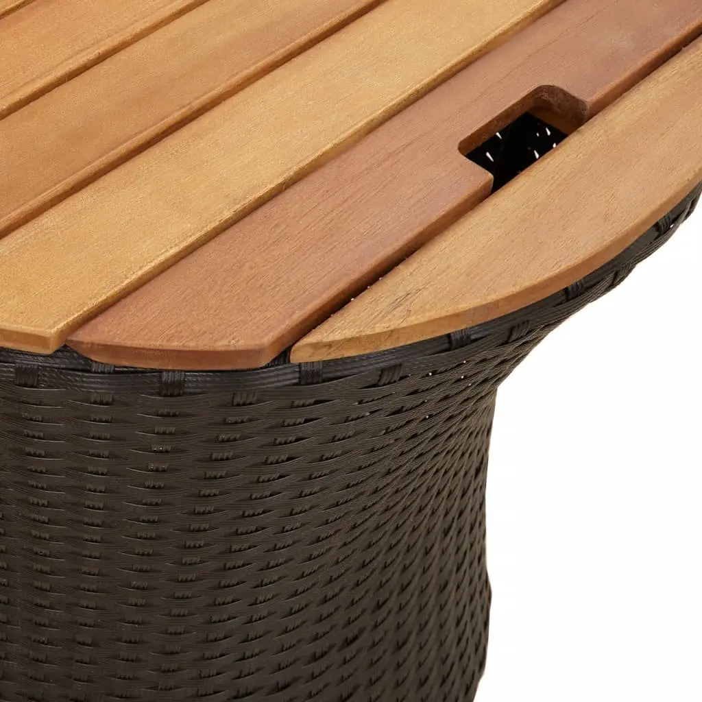 Garden Side Tables Outdoor Patio Furniture 2 Pieces Black Poly Rattan Wooden Top