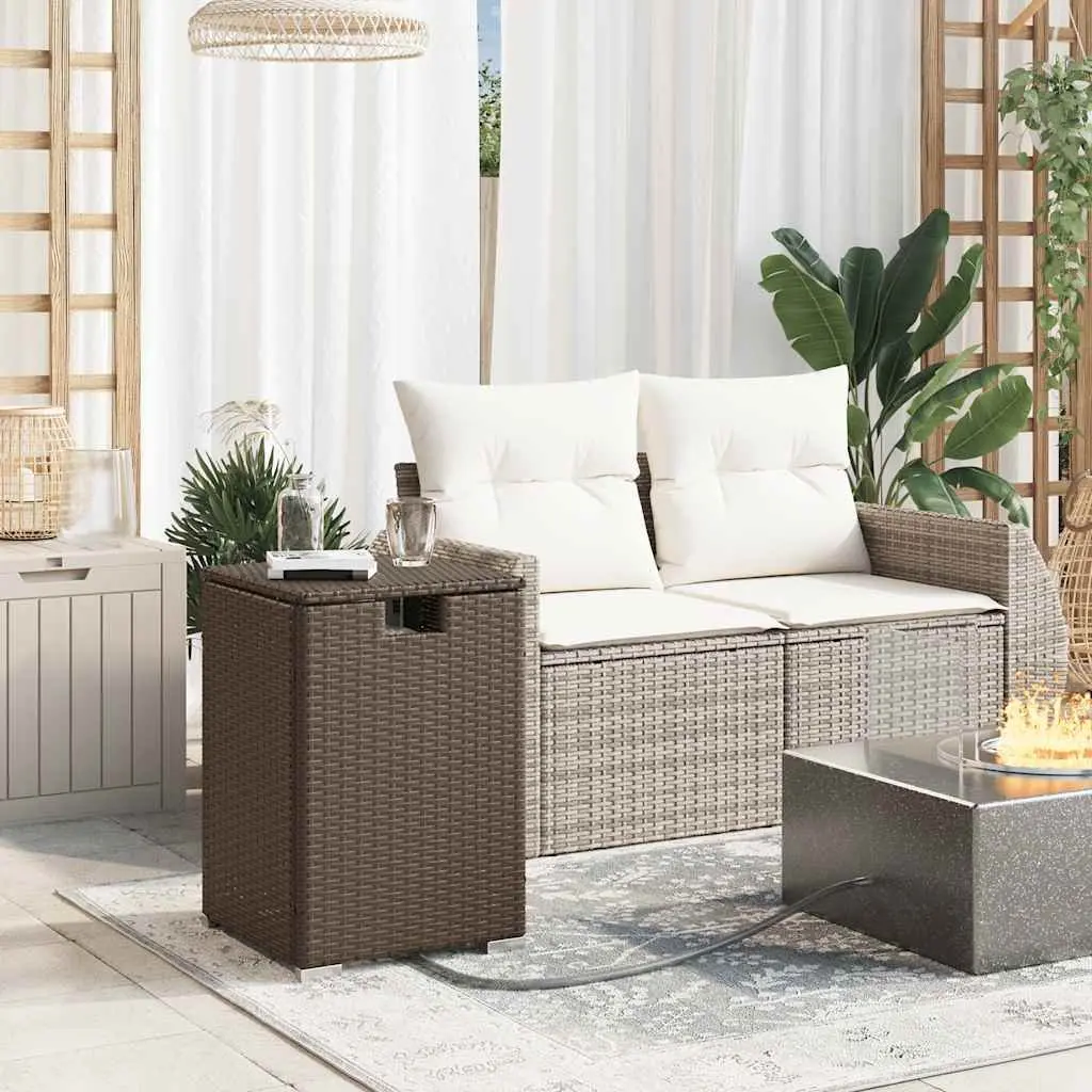 Propane Tank Cover Table Outdoor Brown 40x40x60cm Poly Rattan