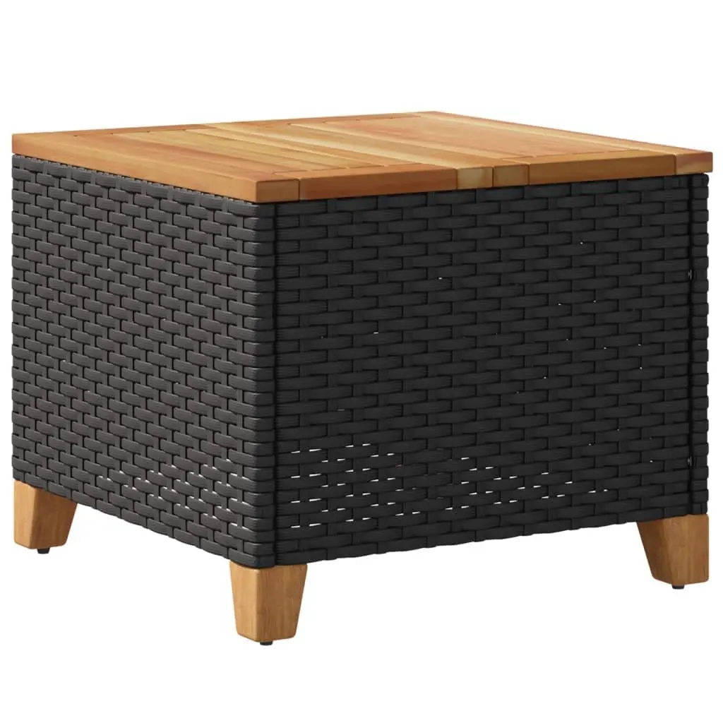 Garden Table Outdoor Patio 45x45x37cm PE Rattan Acacia Wood Top