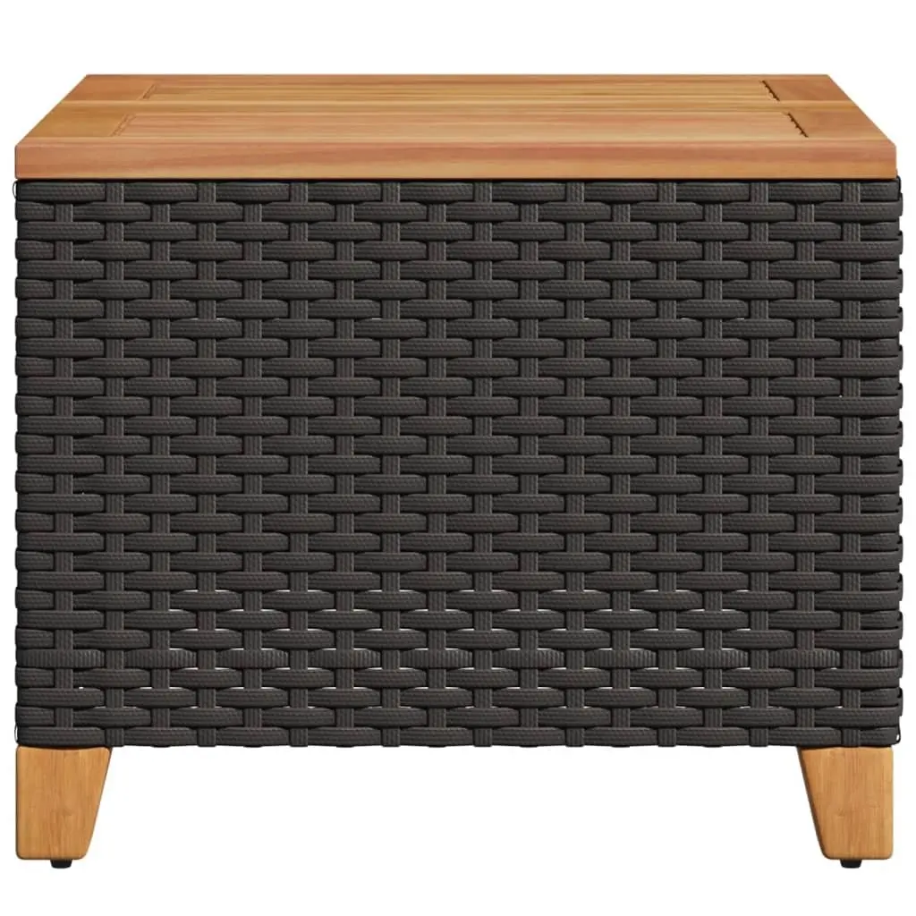 Garden Table Outdoor Patio 45x45x37cm PE Rattan Acacia Wood Top