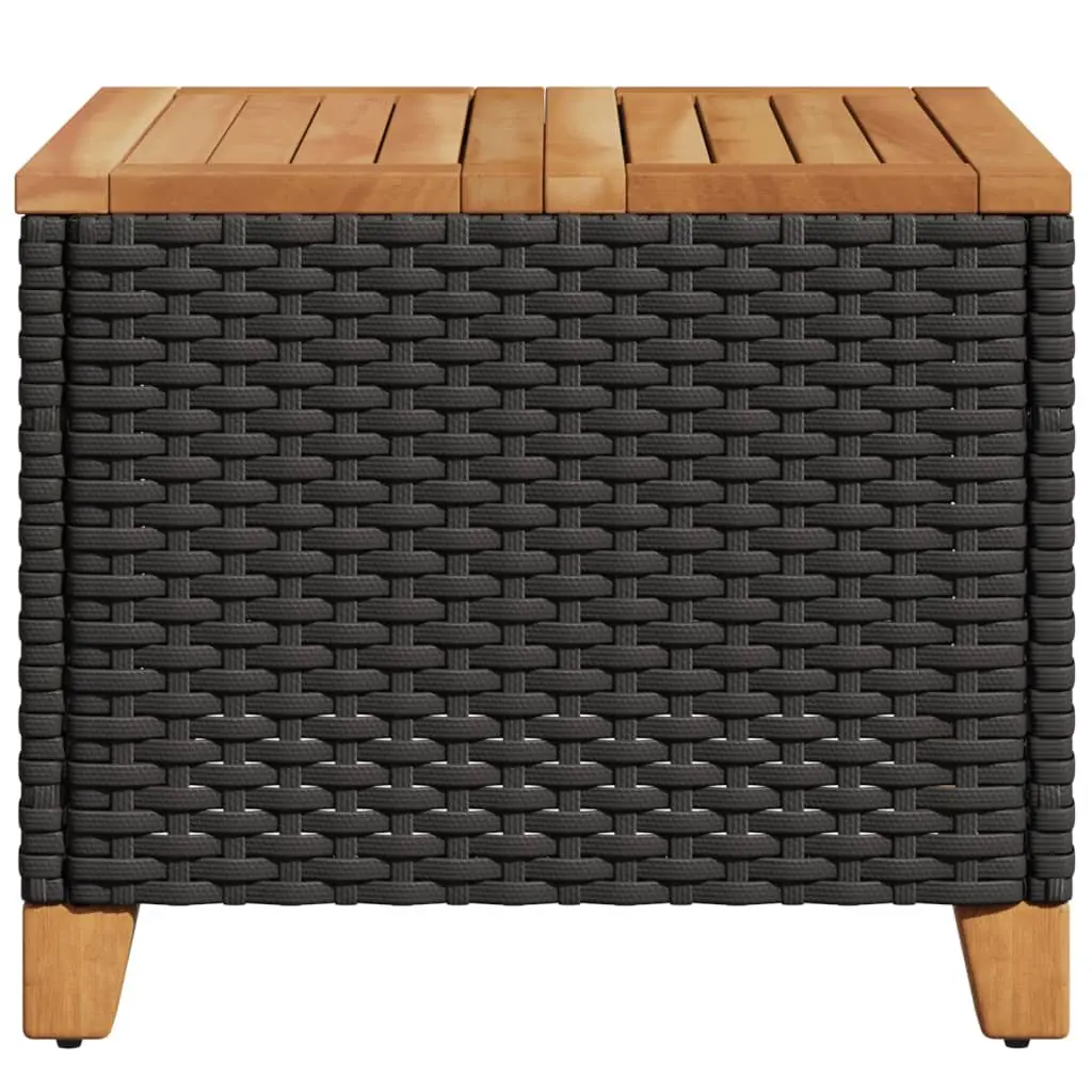 Garden Table Outdoor Patio 45x45x37cm PE Rattan Acacia Wood Top