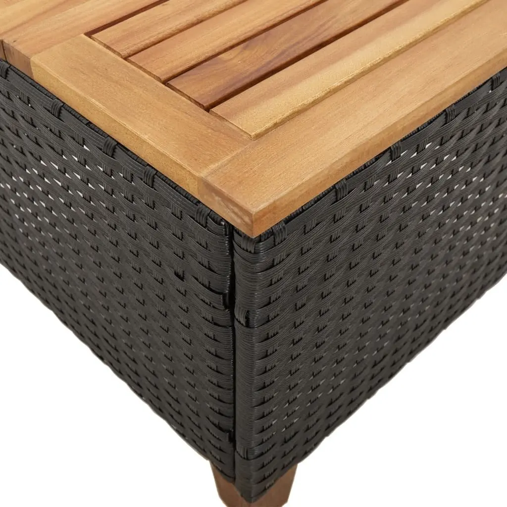 Garden Table Outdoor Patio 45x45x37cm PE Rattan Acacia Wood Top