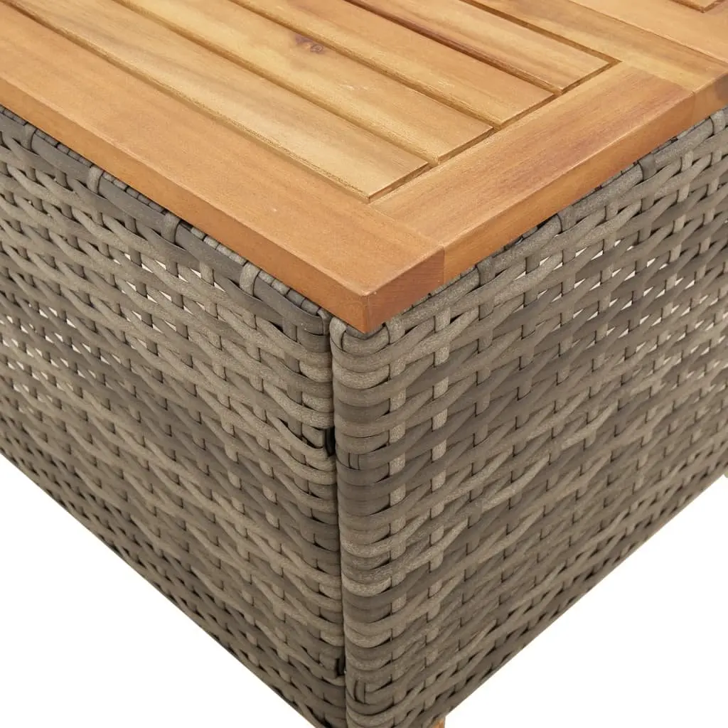 Garden Table Outdoor Patio Furniture Grey 45x45x37cm Poly Rattan Acacia Wood