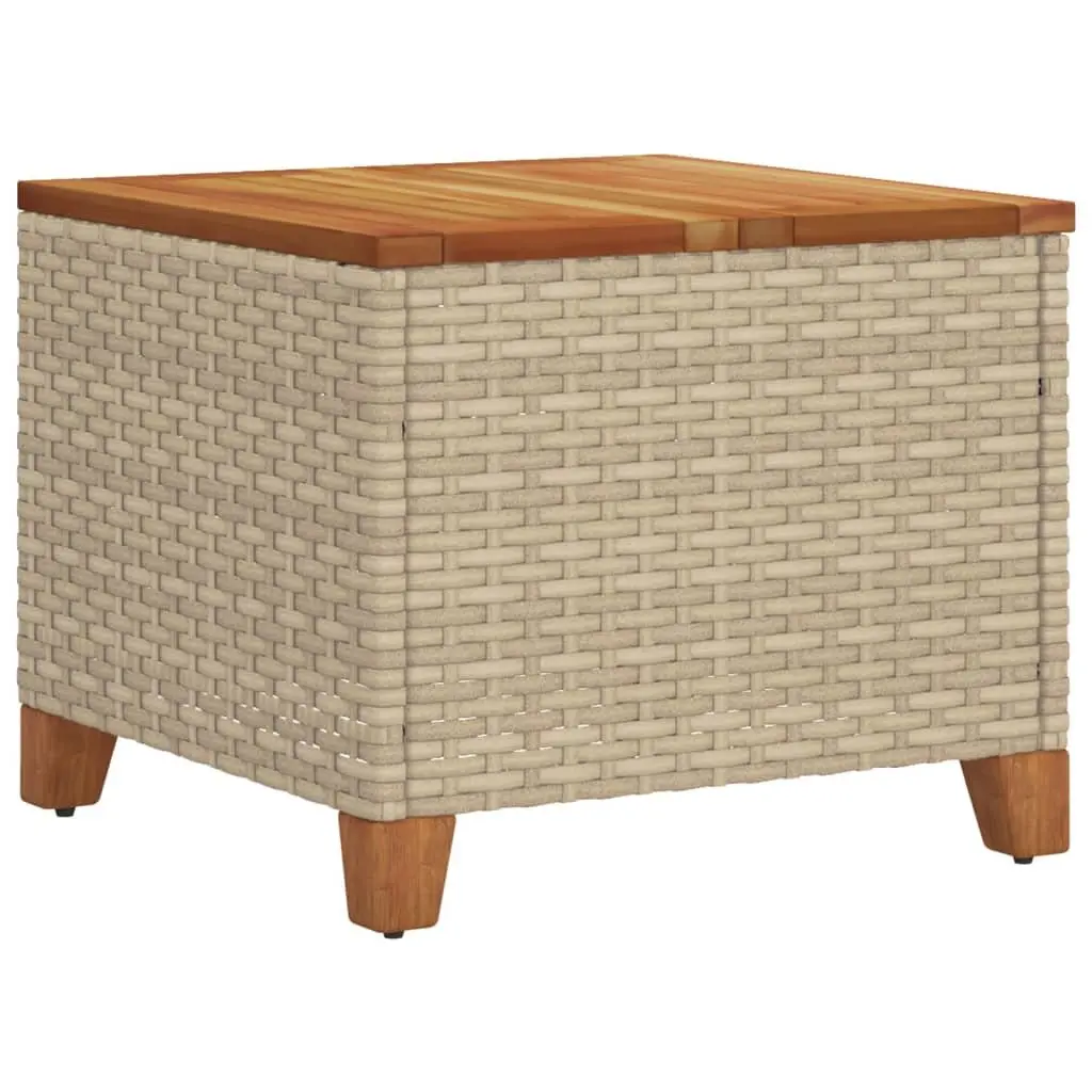 Garden Table Beige Outdoor Use 45x45x37cm PE Rattan Acacia