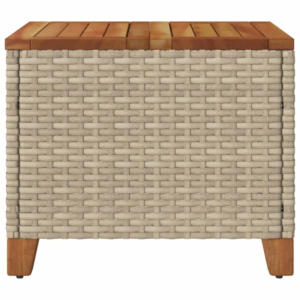 Garden Table Beige Outdoor Use 45x45x37cm PE Rattan Acacia