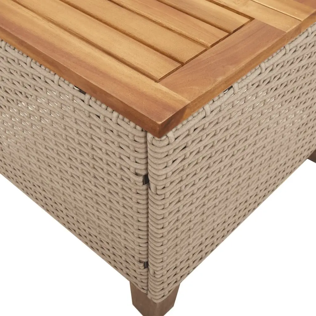 Garden Table Beige Outdoor Use 45x45x37cm PE Rattan Acacia