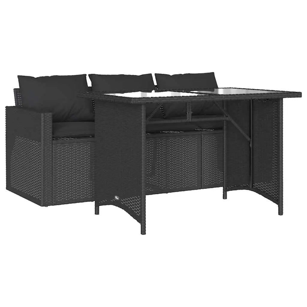Outdoor Dining Set Garden Use 2 Piece Black Poly Rattan Table Chairs