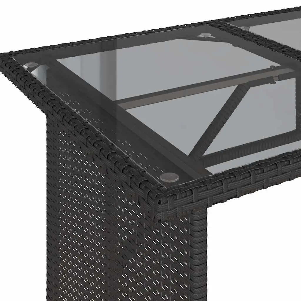 Outdoor Dining Set Garden Use 2 Piece Black Poly Rattan Table Chairs