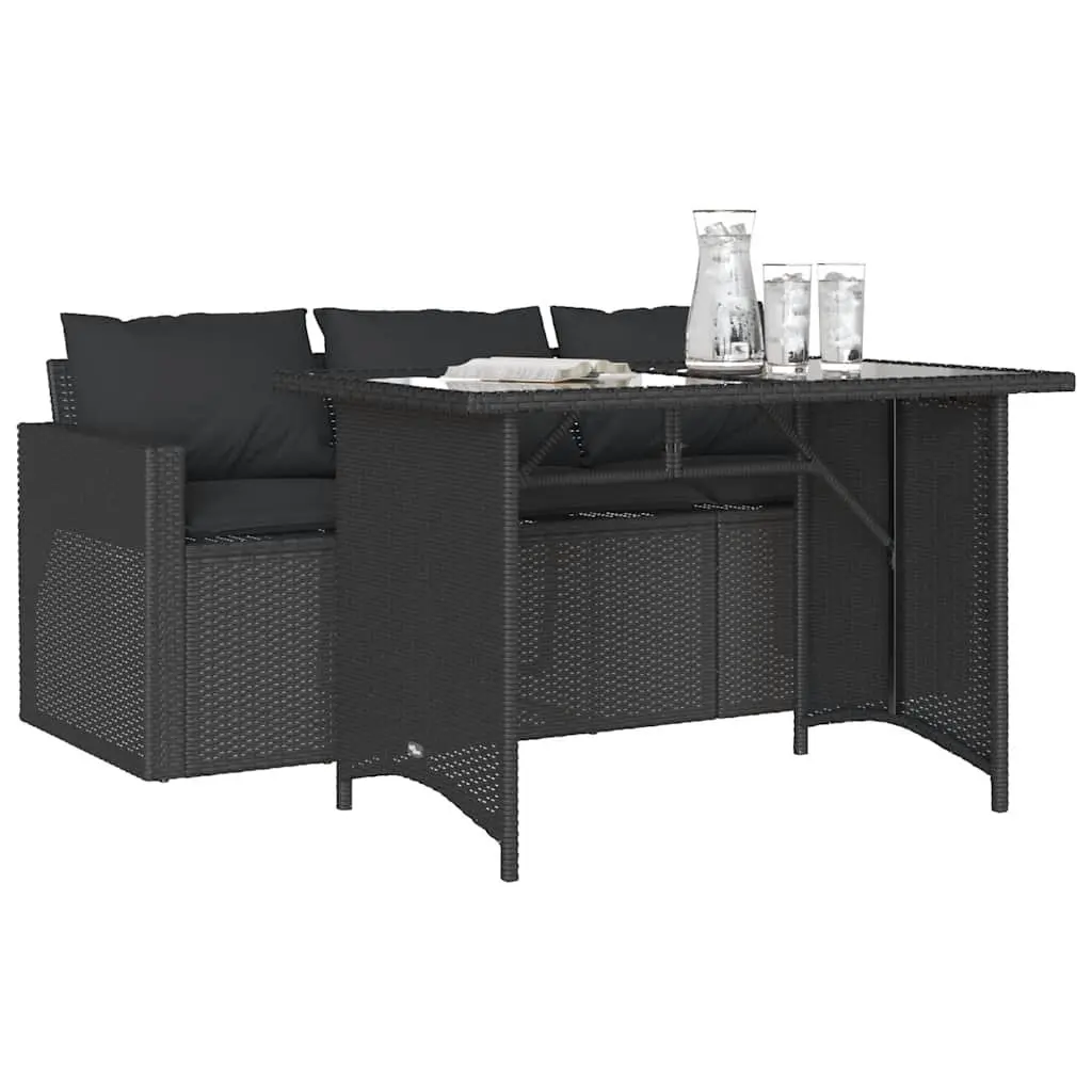 Outdoor Dining Set Garden Use 2 Piece Black Poly Rattan Table Chairs