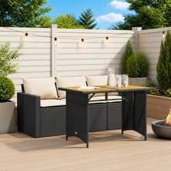 2-Piece Garden Dining Set: Steel, Rattan, Acacia Wood