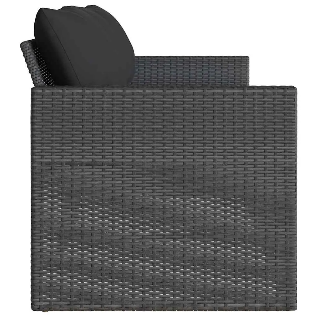 3-Seater Garden Sofa for Outdoor Patio Black Poly Rattan