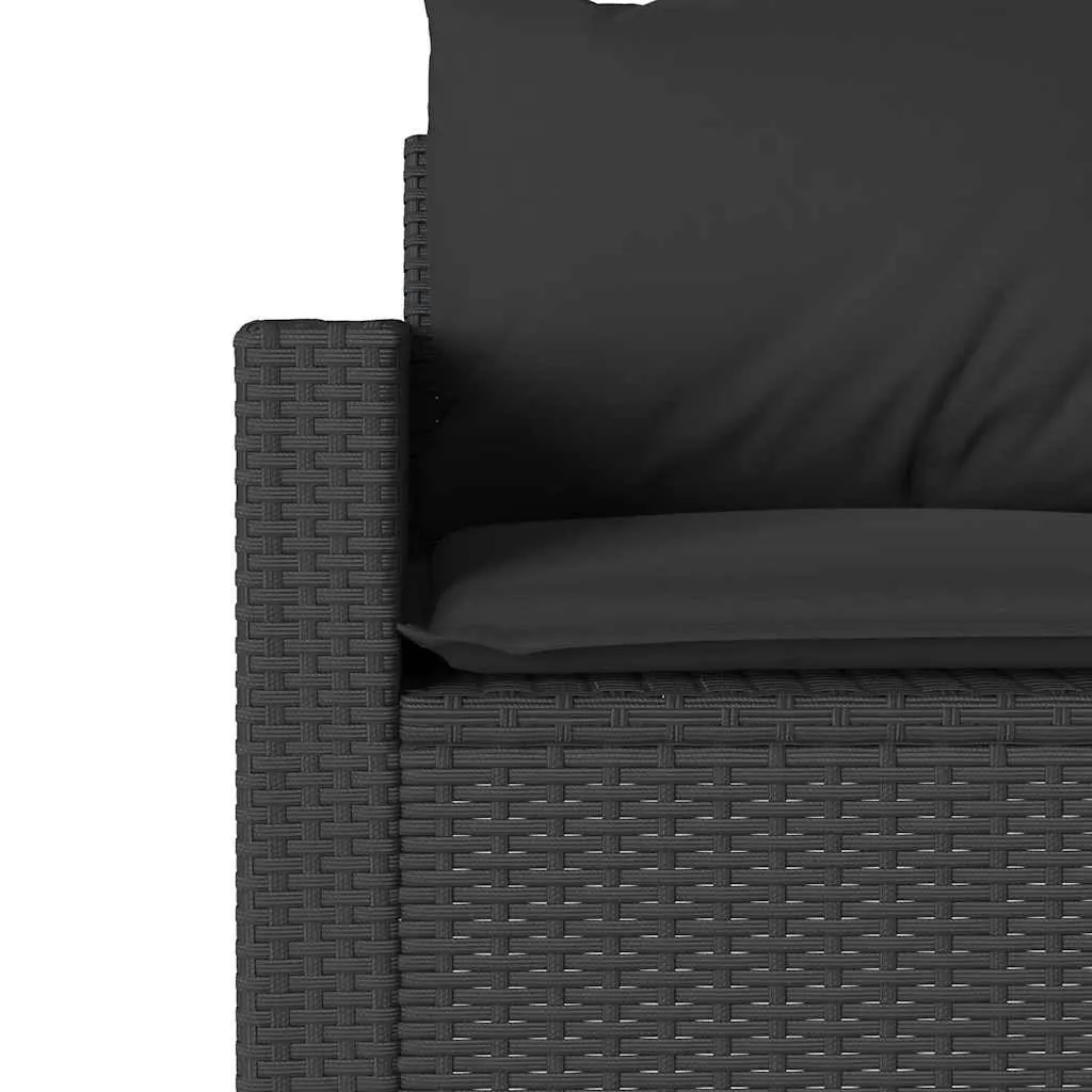 3-Seater Garden Sofa for Outdoor Patio Black Poly Rattan