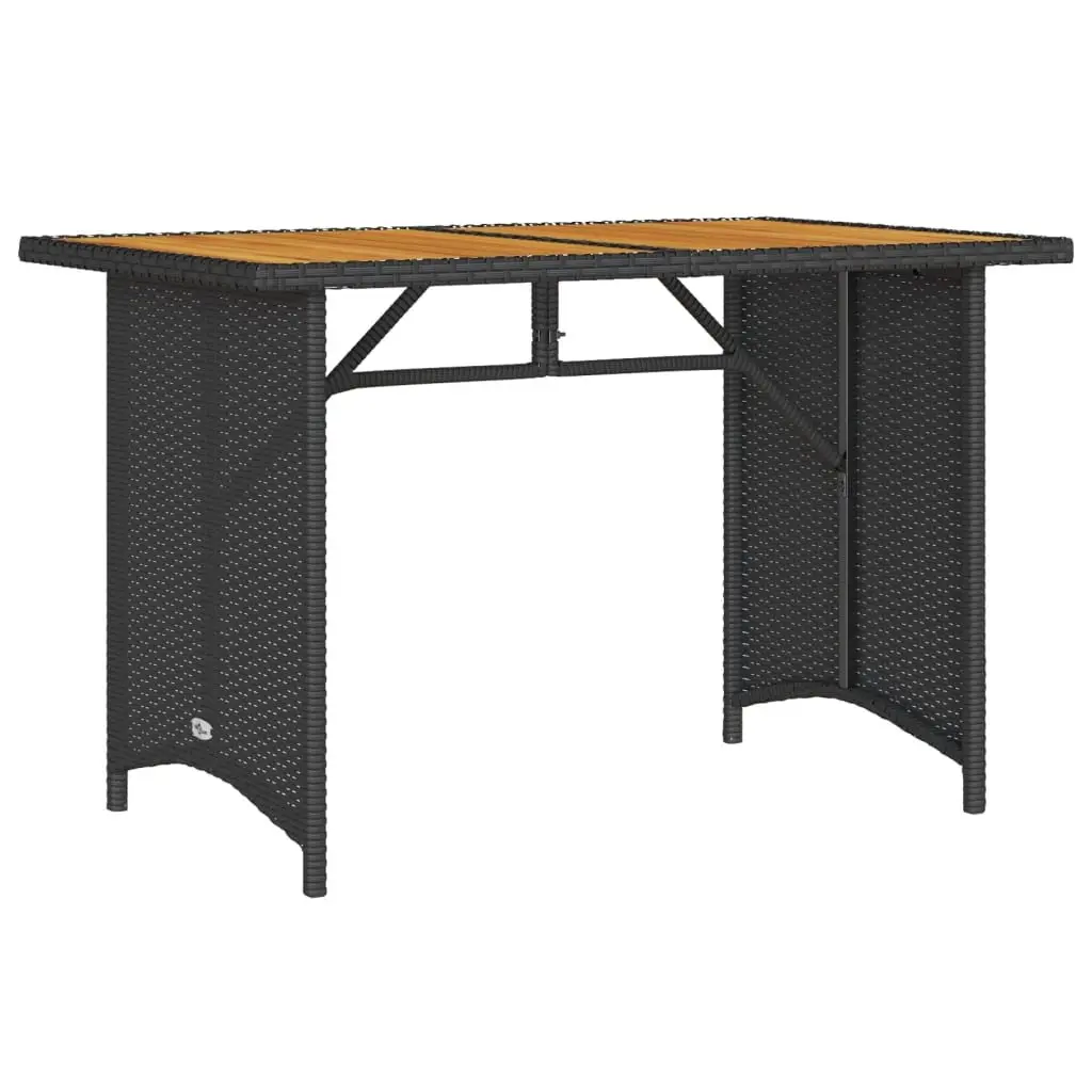 Outdoor Table Acacia Wood Top Poly Rattan Frame Black 110x68x70cm