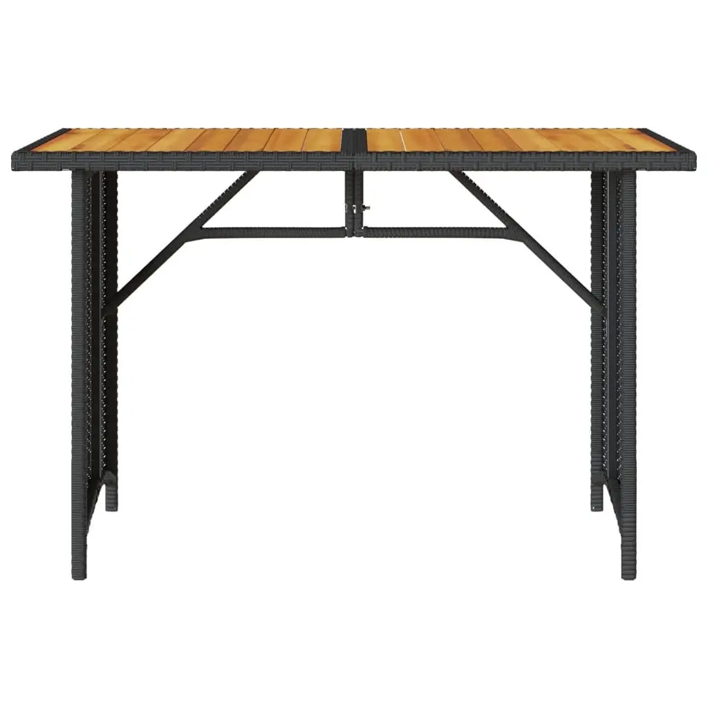 Outdoor Table Acacia Wood Top Poly Rattan Frame Black 110x68x70cm