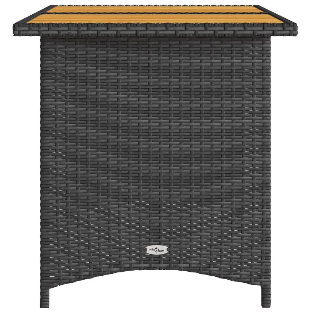 Outdoor Table Acacia Wood Top Poly Rattan Frame Black 110x68x70cm
