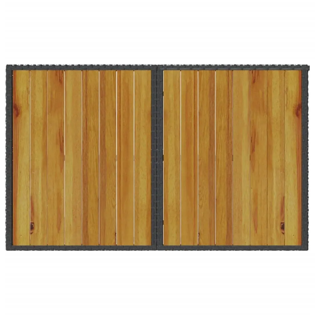 Outdoor Table Acacia Wood Top Poly Rattan Frame Black 110x68x70cm