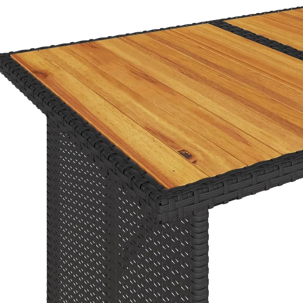 Outdoor Table Acacia Wood Top Poly Rattan Frame Black 110x68x70cm