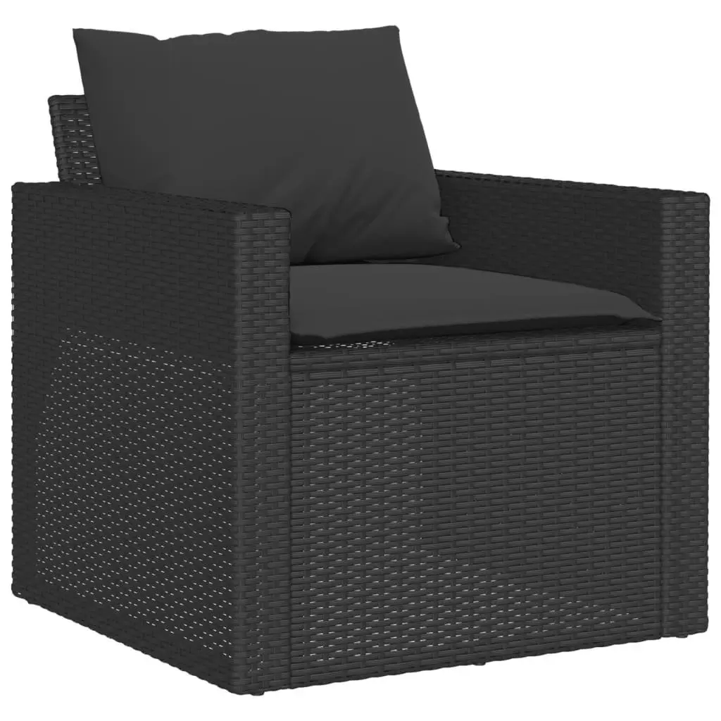 4 Piece Modular Patio Sofa Set Outdoor Furniture Black Poly Rattan with Cushions