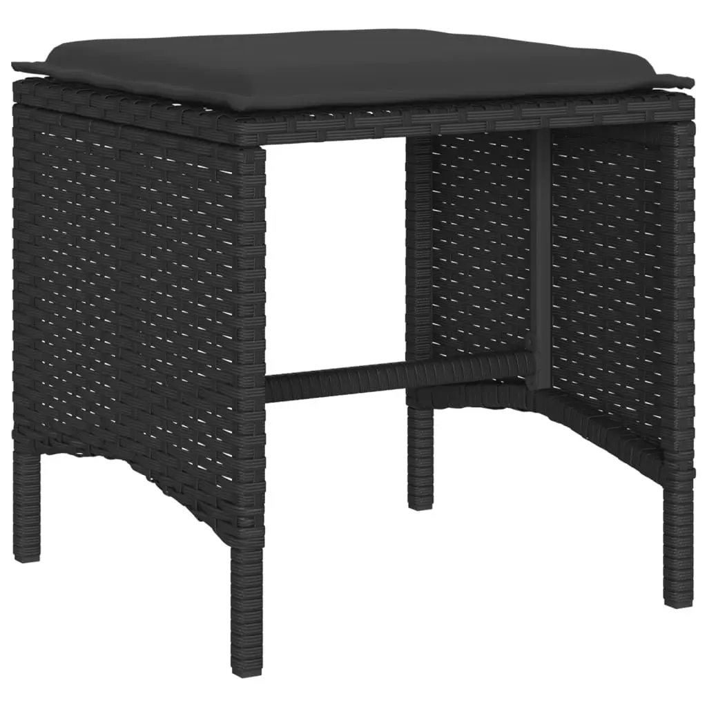 4 Piece Modular Patio Sofa Set Outdoor Furniture Black Poly Rattan with Cushions