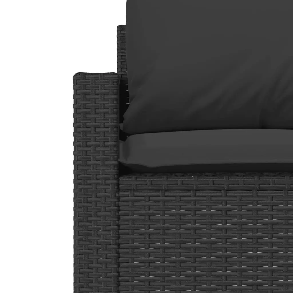 4 Piece Modular Patio Sofa Set Outdoor Furniture Black Poly Rattan with Cushions