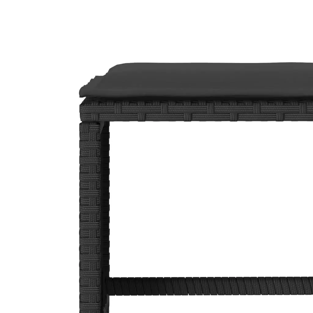 4 Piece Modular Patio Sofa Set Outdoor Furniture Black Poly Rattan with Cushions