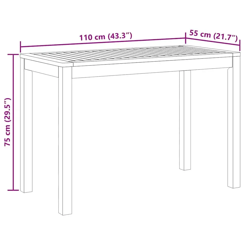 Acacia Wood Garden Dining Table 110x55x75cm Outdoor Patio Furniture Brown