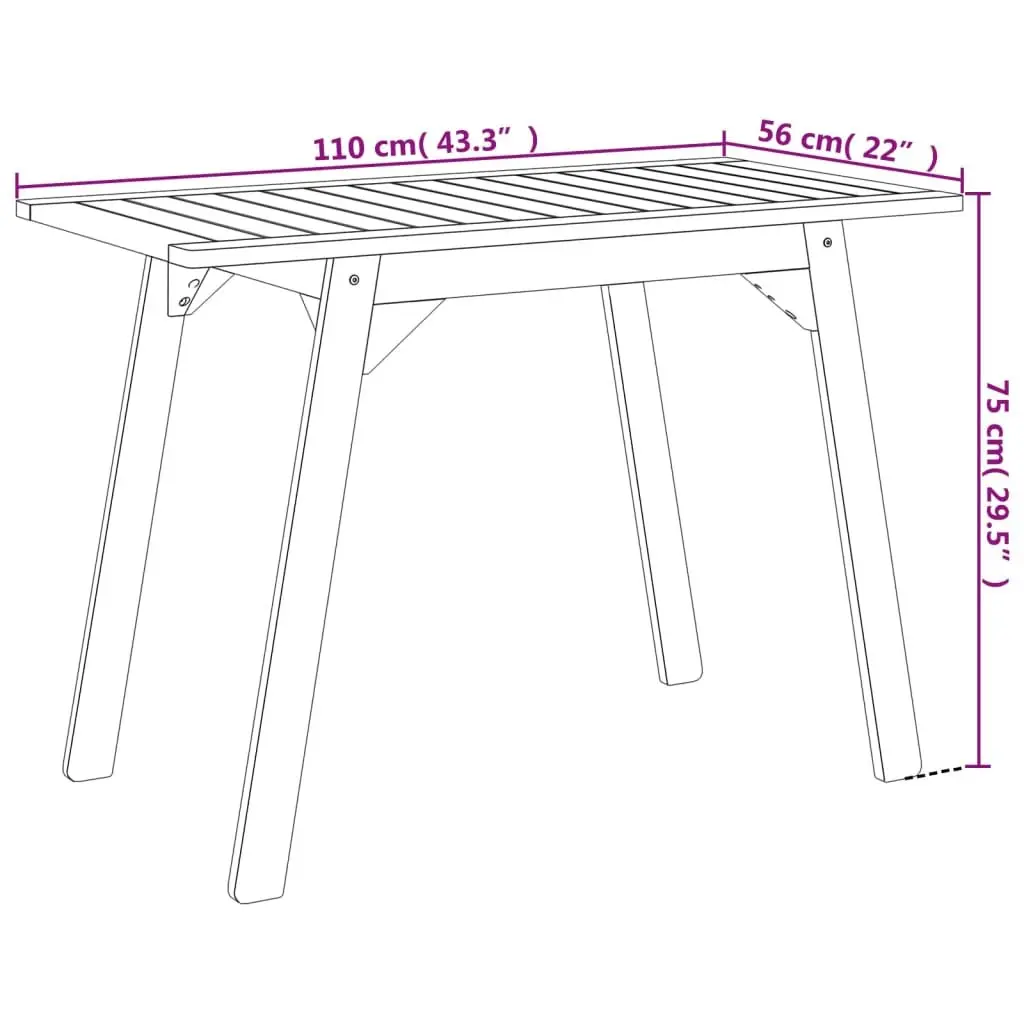 Outdoor Dining Table 110x56x75cm Garden Patio Furniture Solid Wood Acacia Brown
