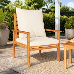 Acacia Wood Garden Sofa Chairs Set of 2 with Cushions